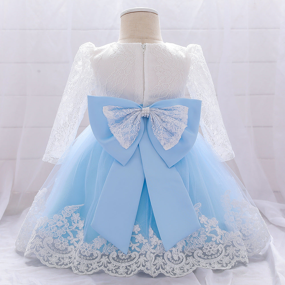 Adorable A-Line Tulle & Lace Birthday Dress for Babies | Long Sleeve Flower Girl Outfit