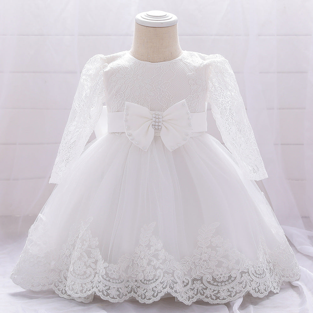 Adorable A-Line Tulle & Lace Birthday Dress for Babies | Long Sleeve Flower Girl Outfit