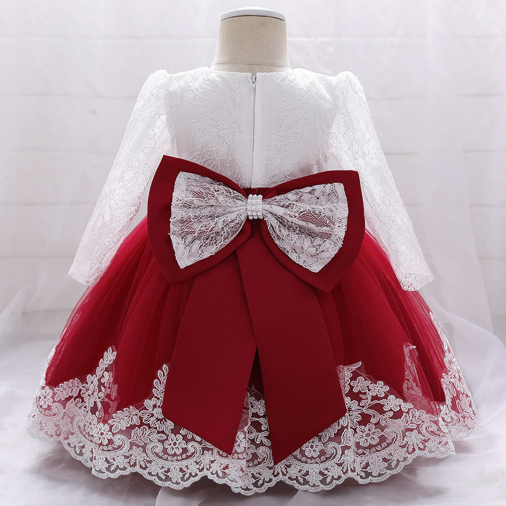 Adorable A-Line Tulle & Lace Birthday Dress for Babies | Long Sleeve Flower Girl Outfit