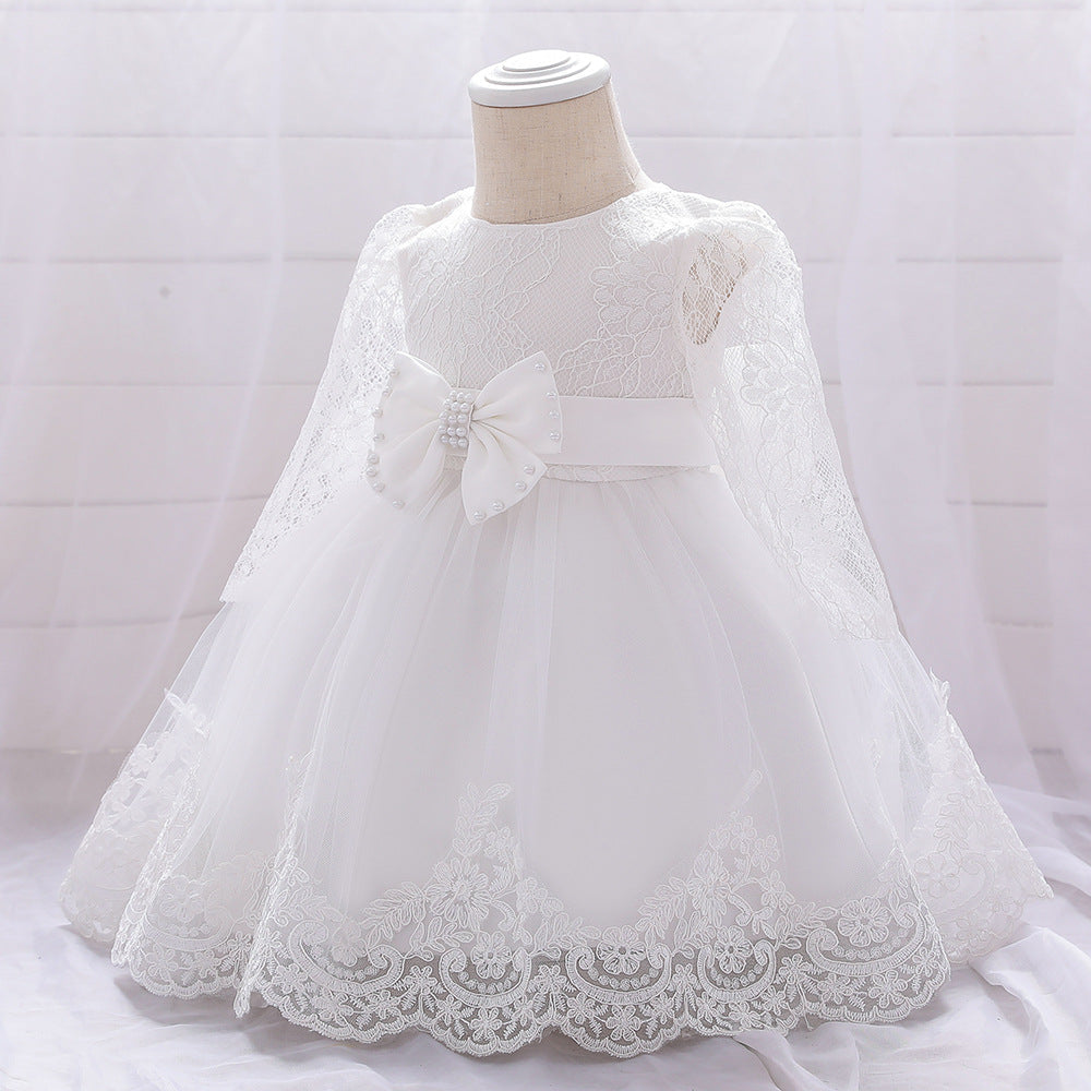 Adorable A-Line Tulle & Lace Birthday Dress for Babies | Long Sleeve Flower Girl Outfit