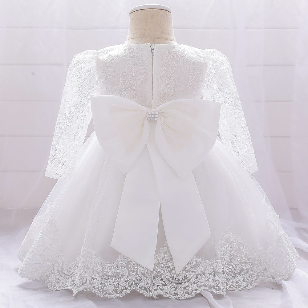 Adorable A-Line Tulle & Lace Birthday Dress for Babies | Long Sleeve Flower Girl Outfit