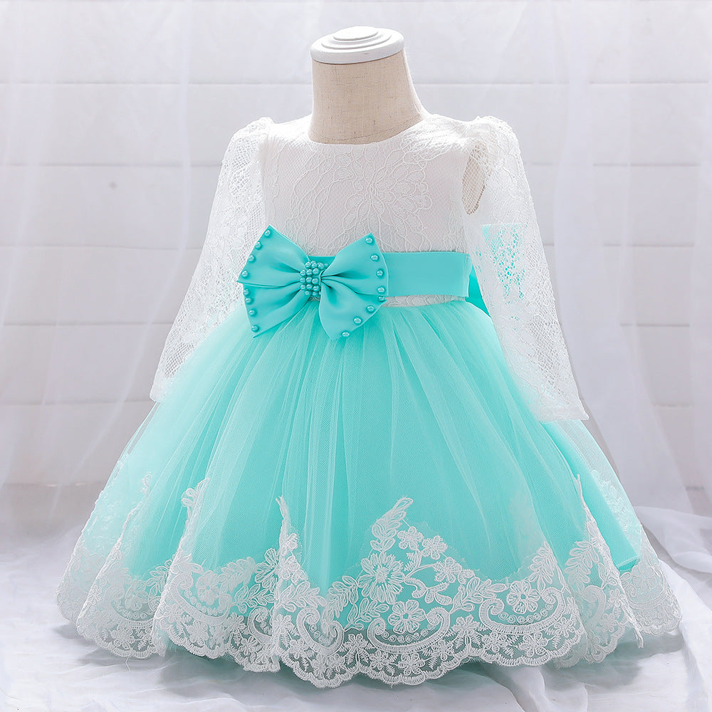 Adorable A-Line Tulle & Lace Birthday Dress for Babies | Long Sleeve Flower Girl Outfit
