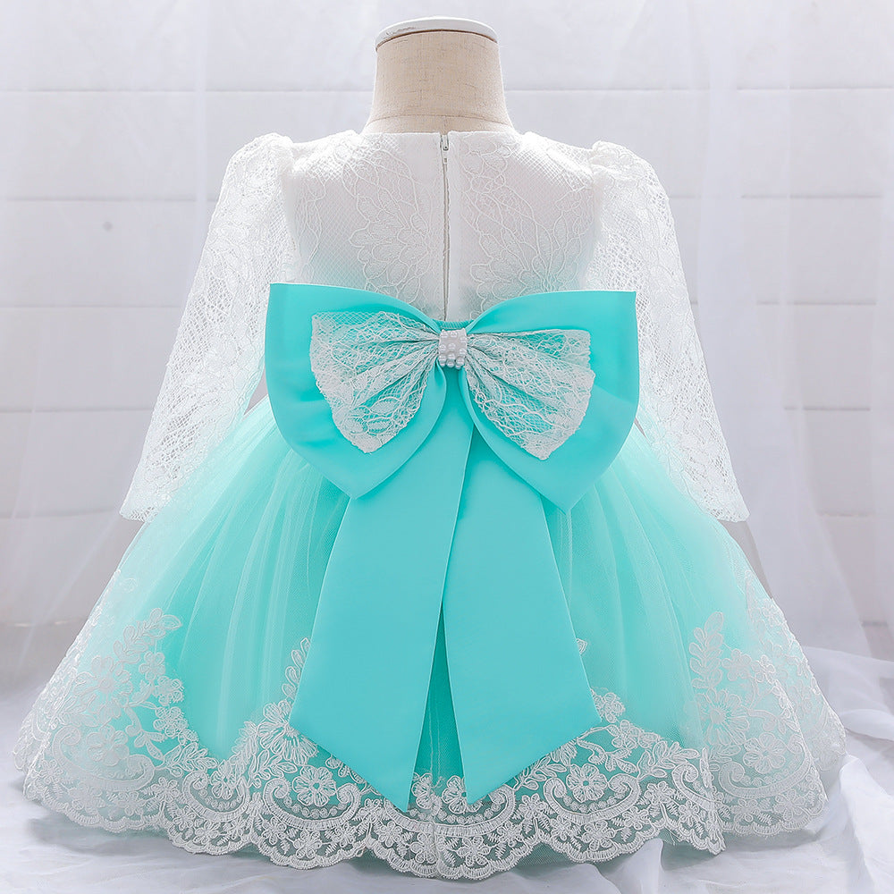 Adorable A-Line Tulle & Lace Birthday Dress for Babies | Long Sleeve Flower Girl Outfit