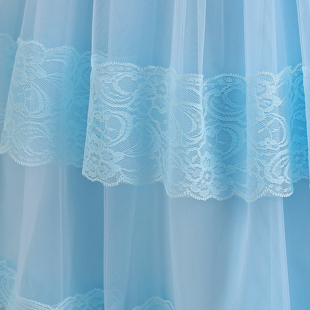 Cute Girls A-Line Tulle Maxi Dress with Lace, Ruffles & Appliques | Party & Flower Girl Gown