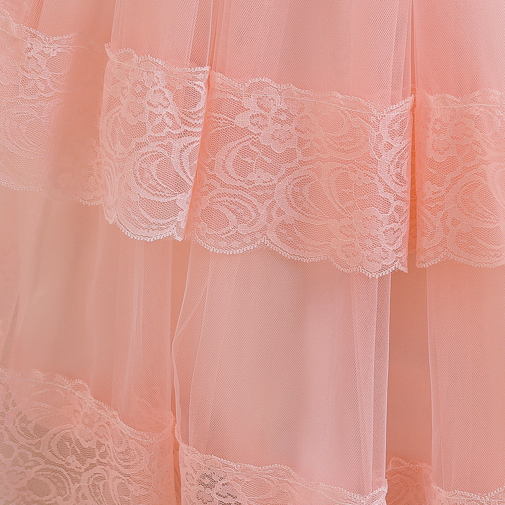 Cute Girls A-Line Tulle Maxi Dress with Lace, Ruffles & Appliques | Party & Flower Girl Gown
