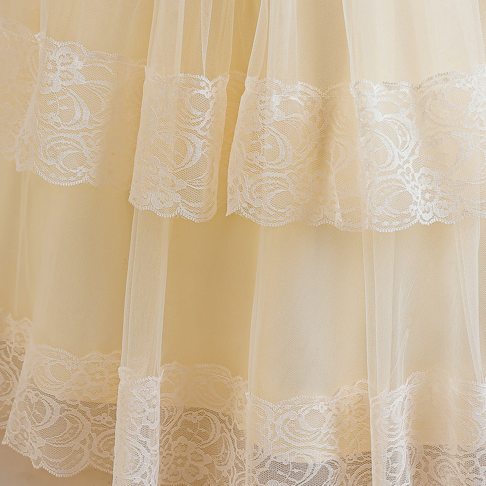 Cute Girls A-Line Tulle Maxi Dress with Lace, Ruffles & Appliques | Party & Flower Girl Gown