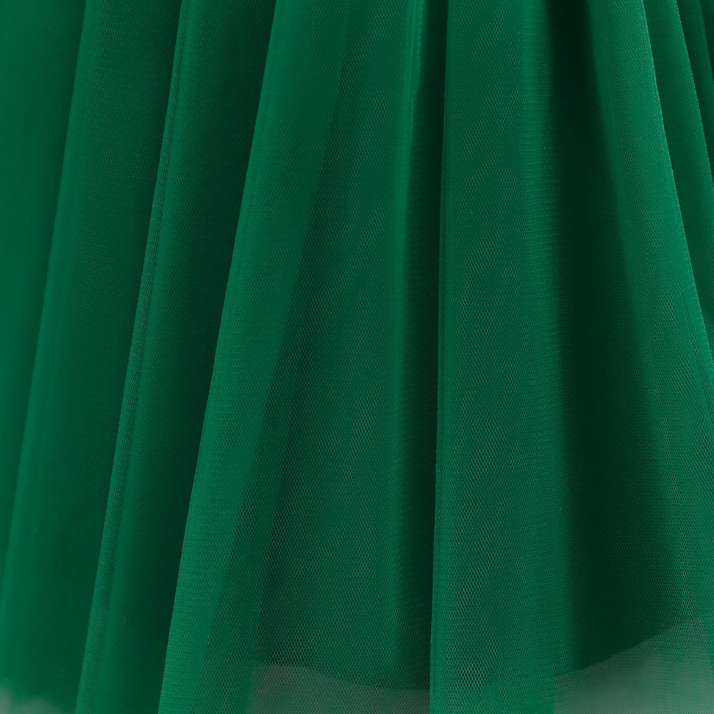 A-Line Tulle & Satin Princess Dress for Girls | Bowknot Tea Length Party Gown
