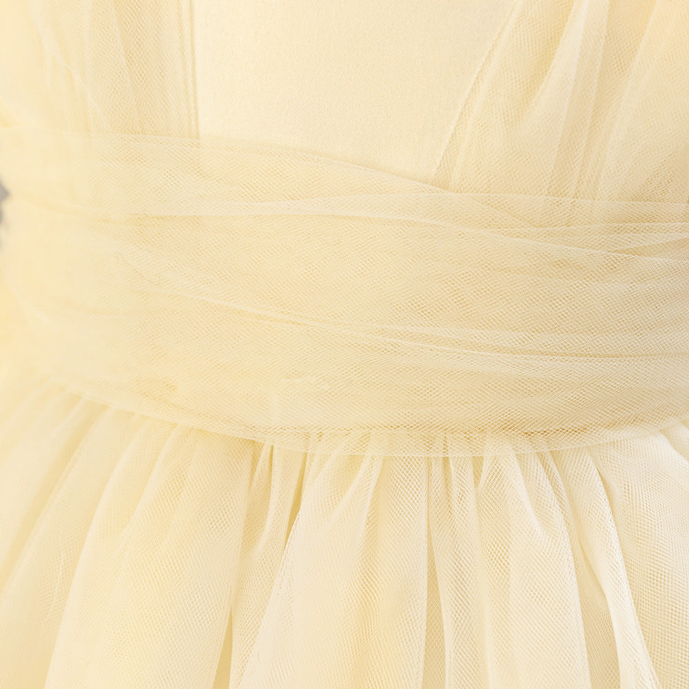 A-Line Tulle & Satin Princess Dress for Girls | Bowknot Tea Length Party Gown