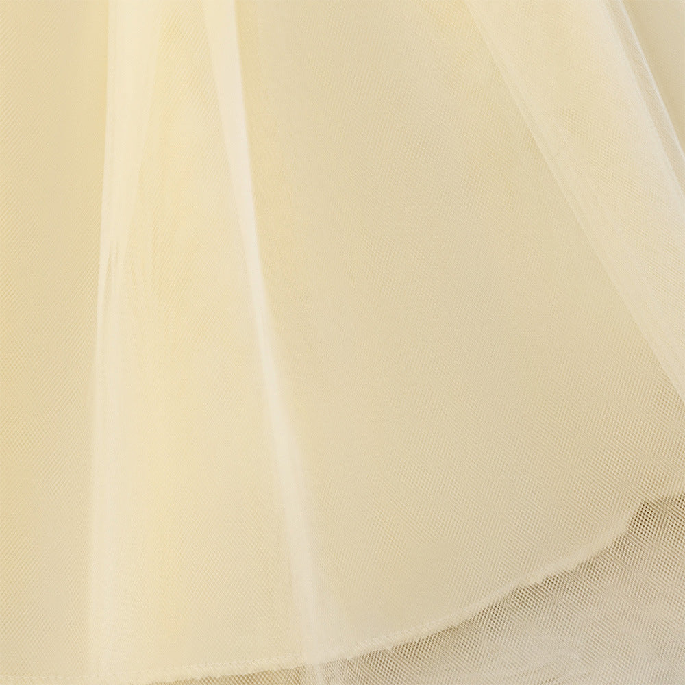 A-Line Tulle & Satin Princess Dress for Girls | Bowknot Tea Length Party Gown