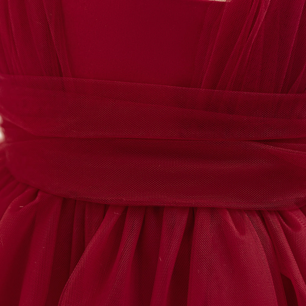 A-Line Tulle & Satin Princess Dress for Girls | Bowknot Tea Length Party Gown