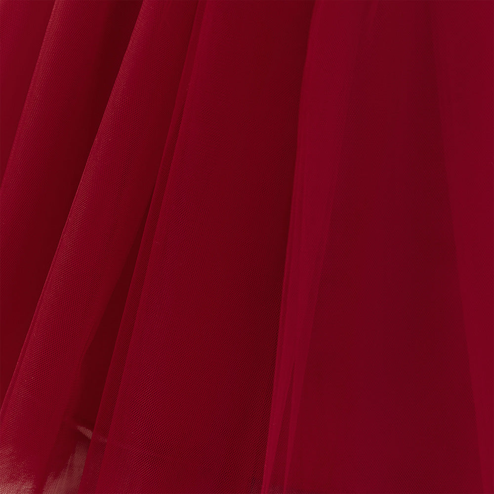 A-Line Tulle & Satin Princess Dress for Girls | Bowknot Tea Length Party Gown