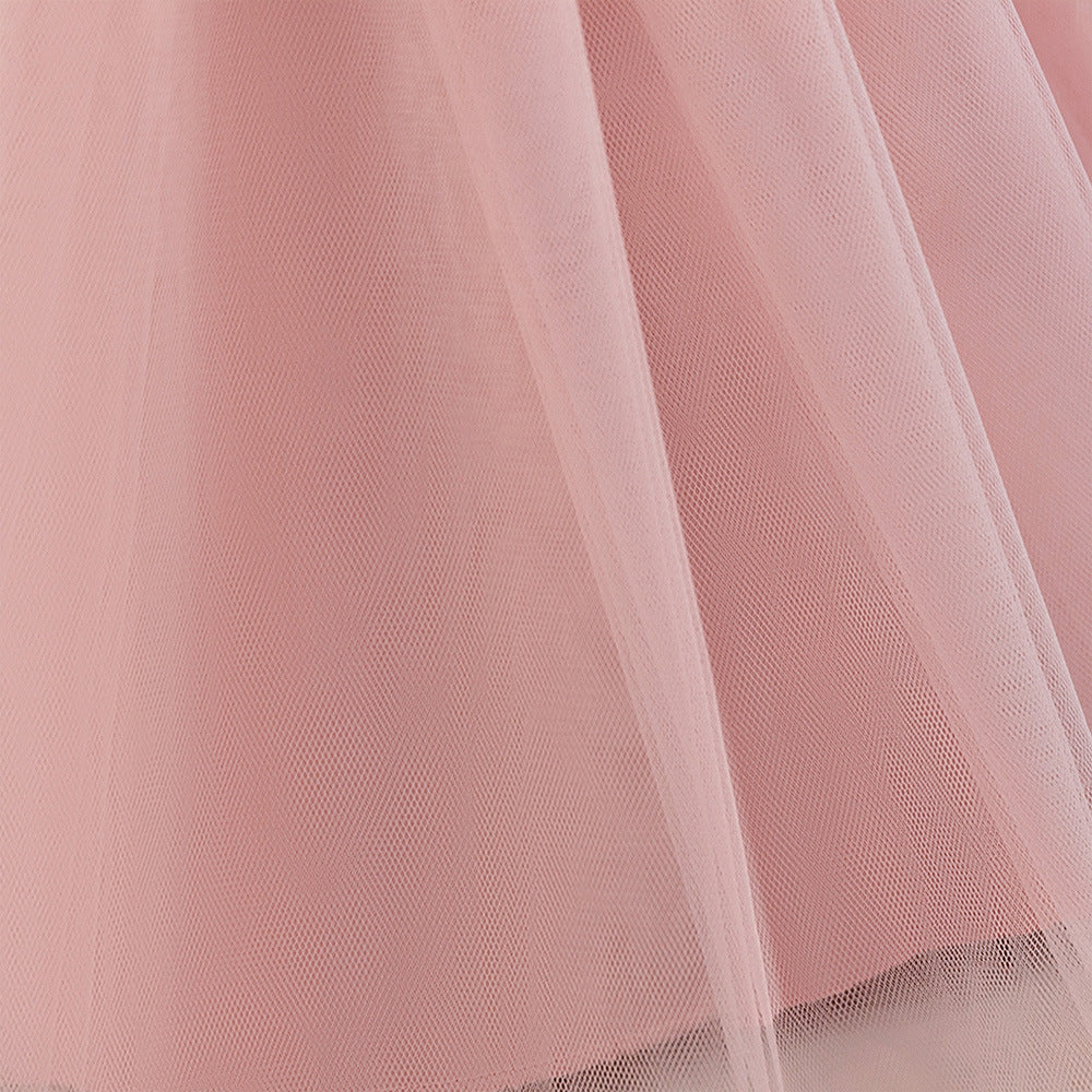 A-Line Tulle & Satin Princess Dress for Girls | Bowknot Tea Length Party Gown