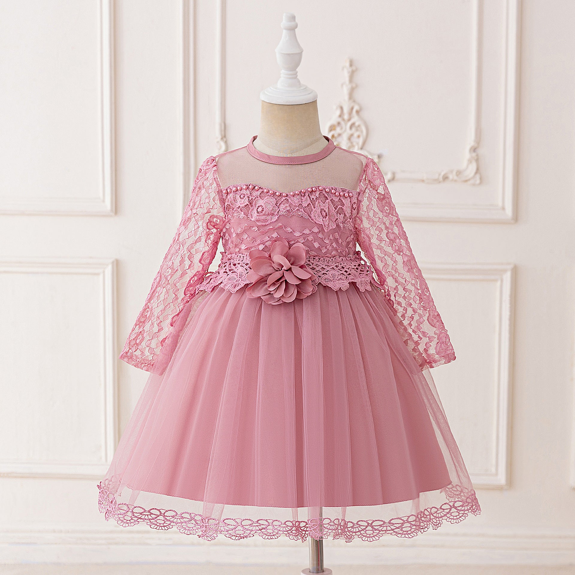 Frocklet Cute Mesh A-Line Flower Girl Dress with Applique & Lace | Princess Party Dress for Girls 2-6Y 1