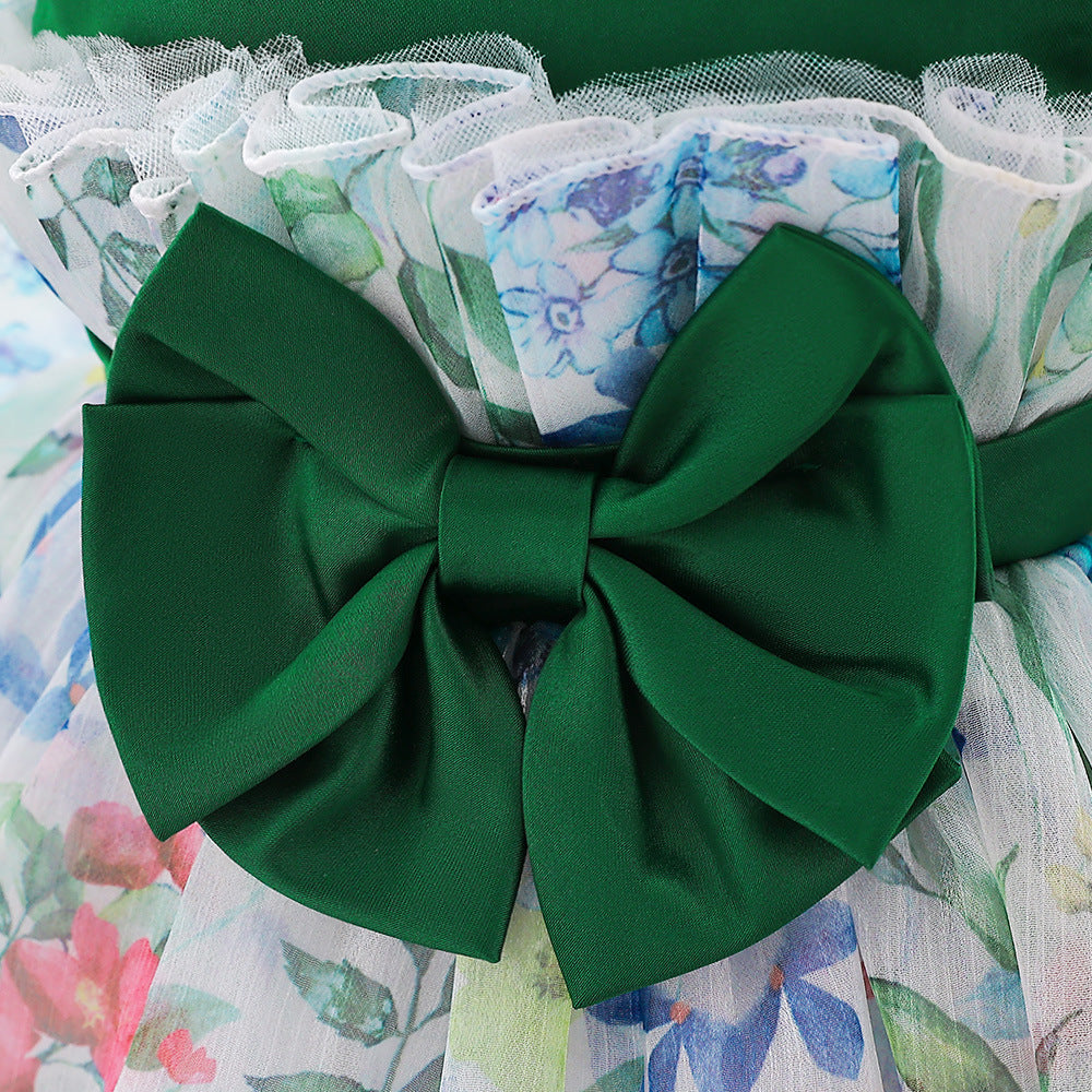 A-line Tulle Bowknot Baby Girl Dress - Tea Length Princess Outfit for Parties & Weddings