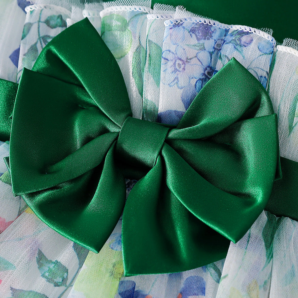 A-line Tulle Bowknot Baby Girl Dress - Tea Length Princess Outfit for Parties & Weddings