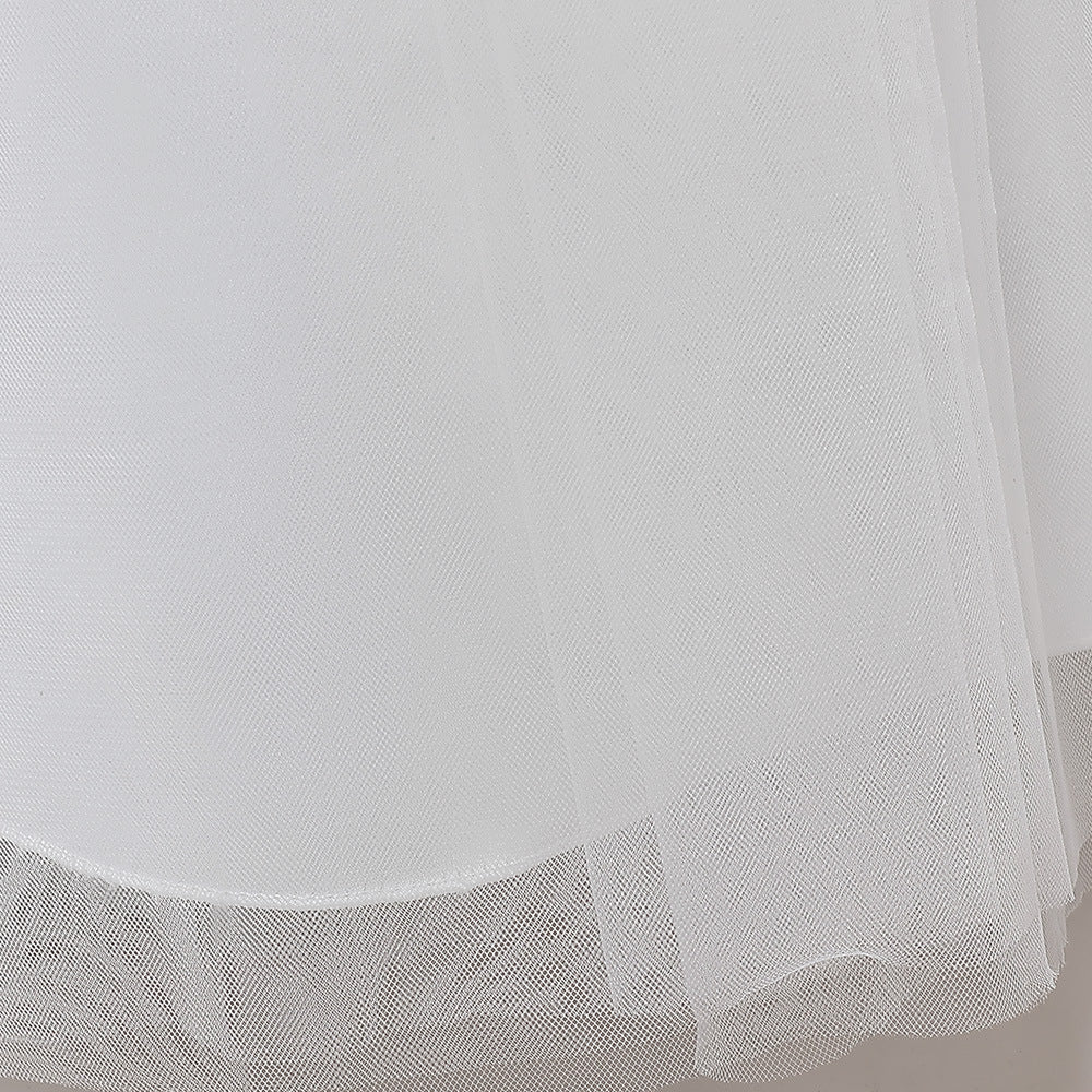 A-Line Bowknot Tulle Flower Girl Maxi Dress | Cute Kids Party Gown