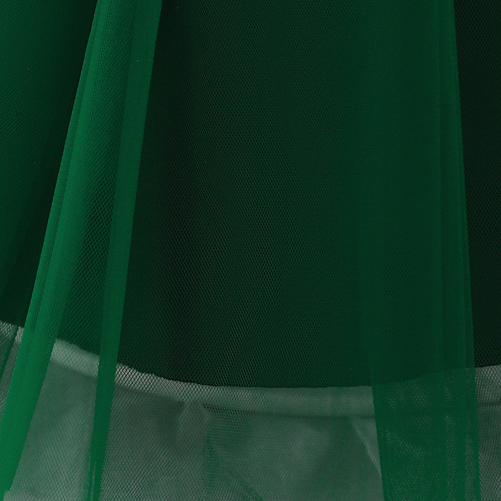 Bubble Sleeve Tulle A-Line Dress for Baby Girls – Tea Length Party & Wedding Outfit
