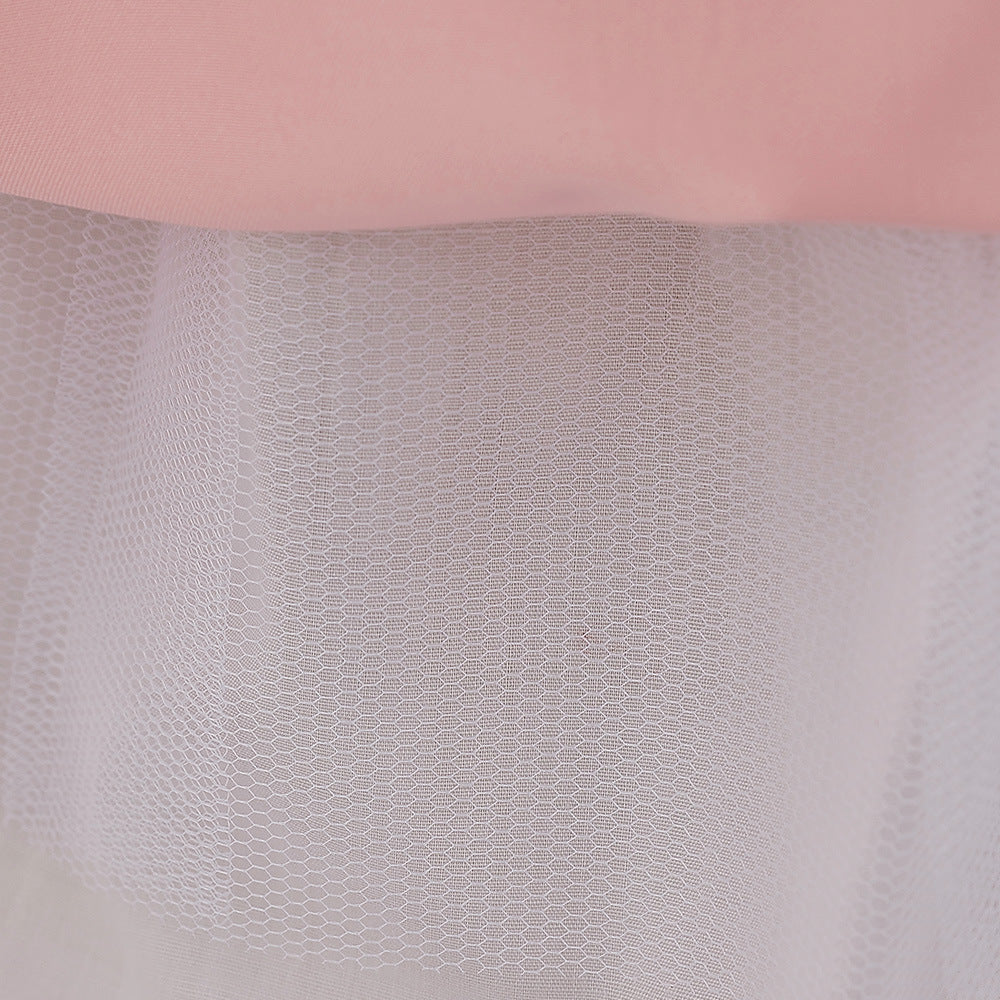 Bubble Sleeve Tulle A-Line Dress for Baby Girls – Tea Length Party & Wedding Outfit