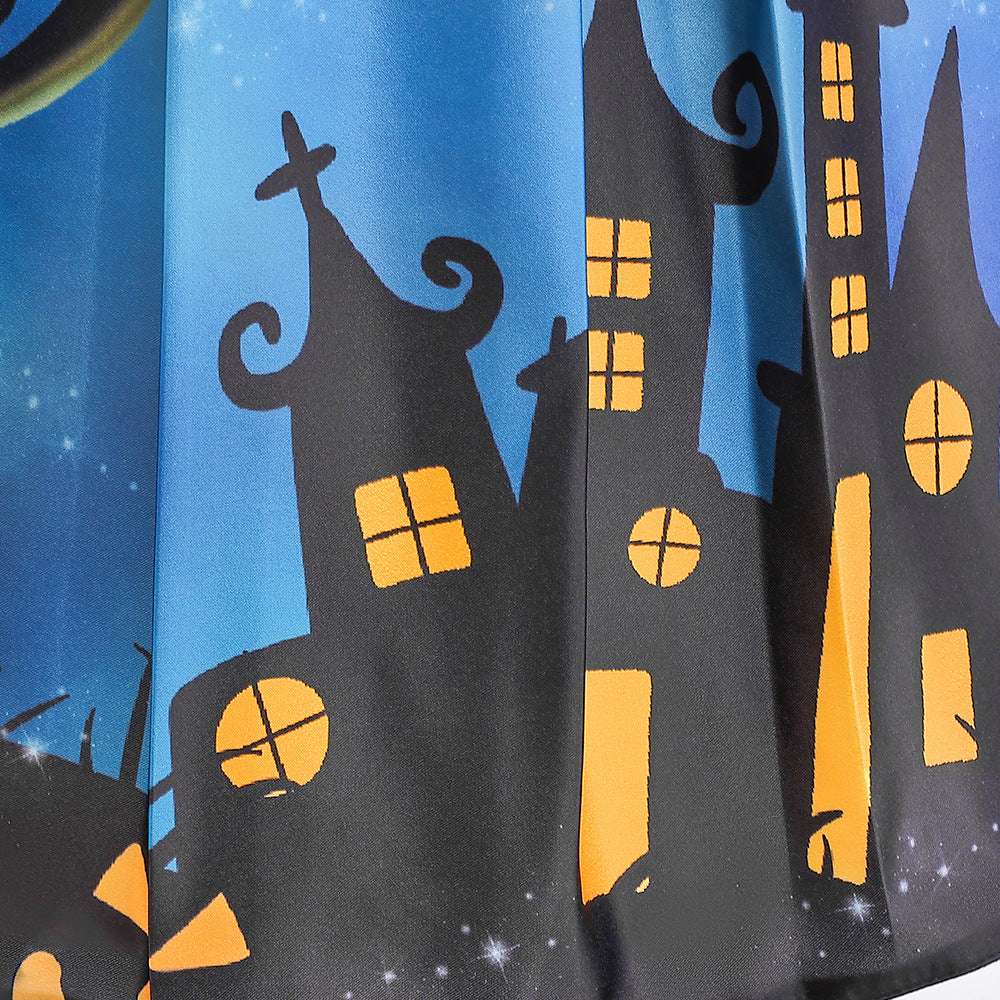 Frocklet Cute Cartoon Print Princess Dress – A-Line Ruffle Tea Length for Girls 16