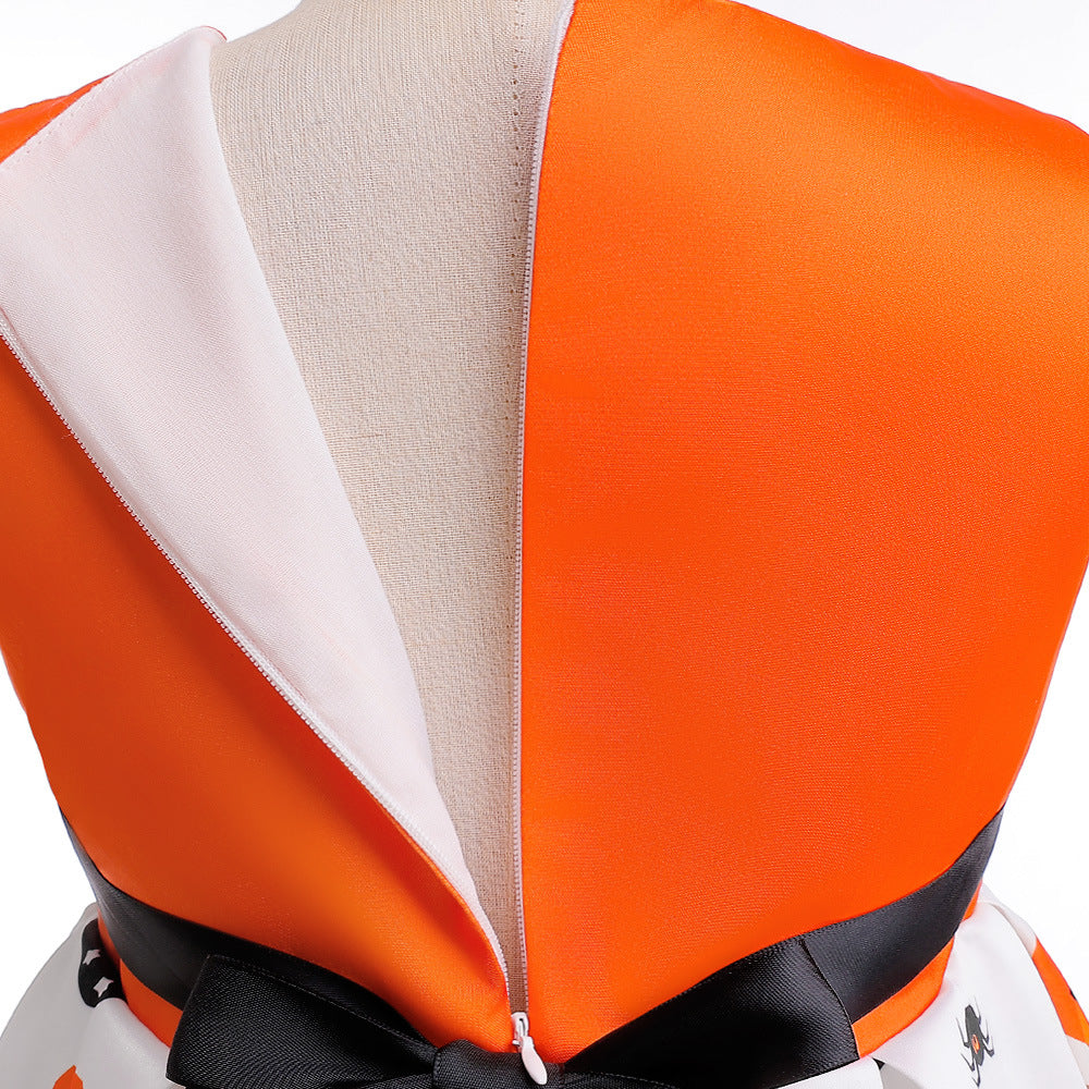 Frocklet Cute Cartoon Print Princess Dress – A-Line Ruffle Tea Length for Girls 42