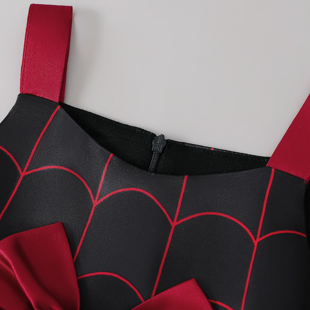 Frocklet Cute Cartoon Print Princess Dress – A-Line Ruffle Tea Length for Girls 61