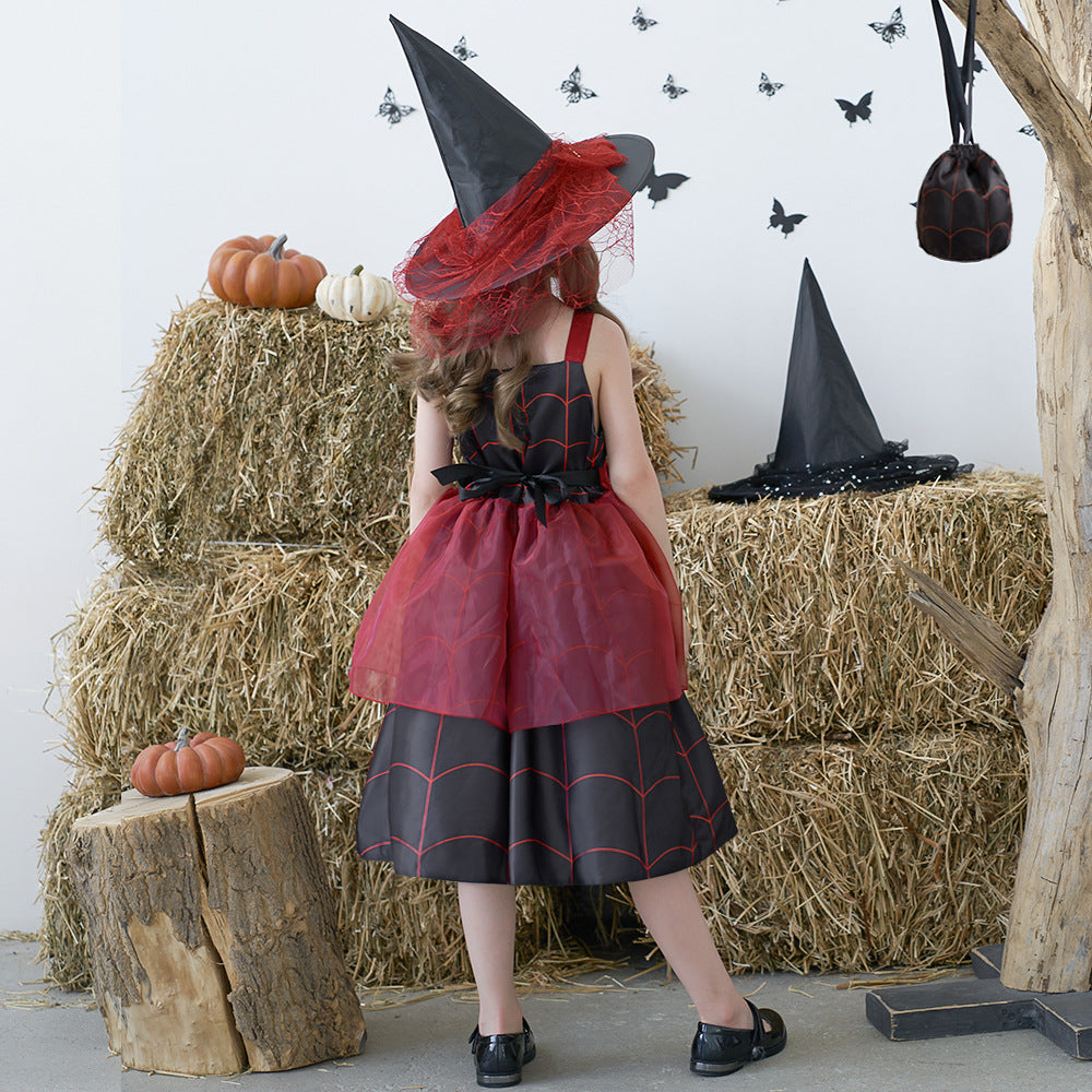 Frocklet Cute Cartoon Print Princess Dress – A-Line Ruffle Tea Length for Girls 67