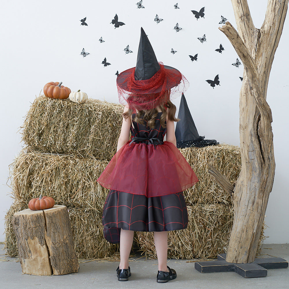 Frocklet Cute Cartoon Print Princess Dress – A-Line Ruffle Tea Length for Girls 68