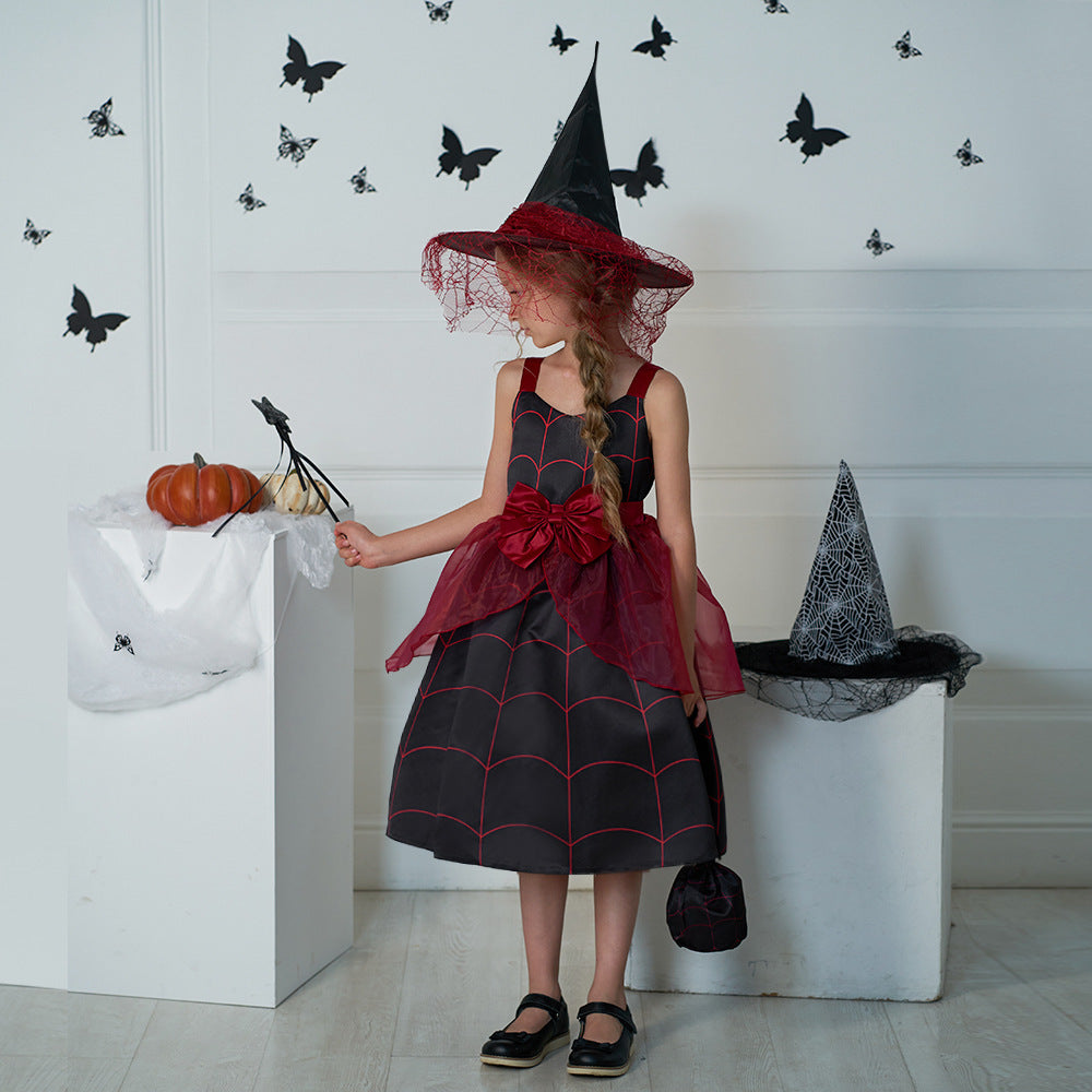 Cute Cartoon Print Princess Dress – A-Line Ruffle Tea Length for Girls