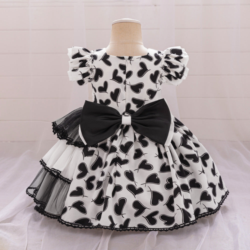 Cartoon Print Puffy Ball Gown Dress - Toddler Party Princess Outfit