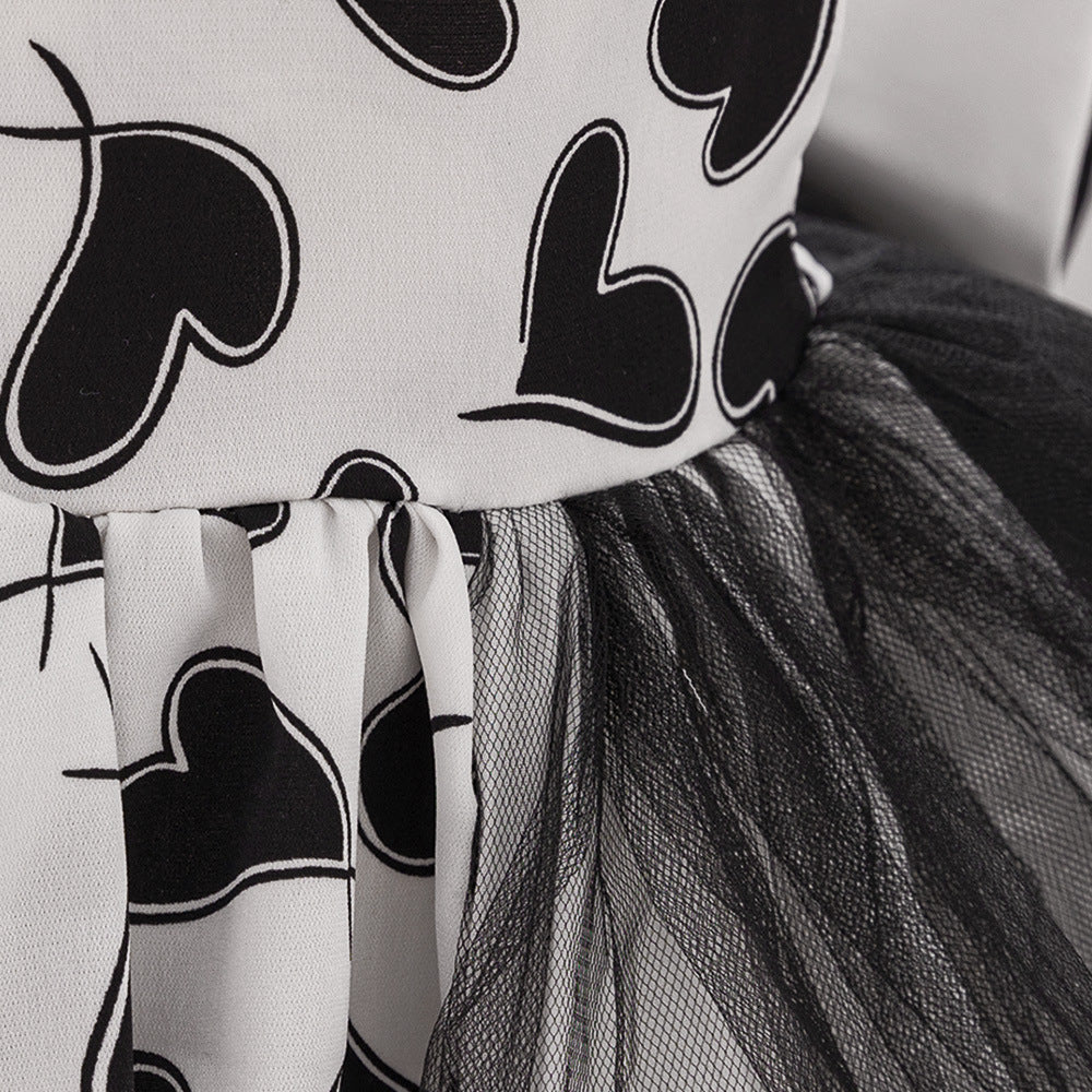 Cartoon Print Puffy Ball Gown Dress - Toddler Party Princess Outfit