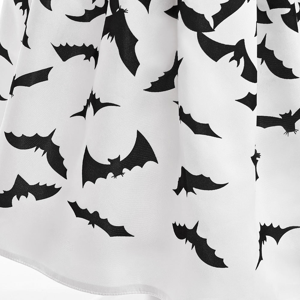 Cute Cartoon Satin A-line Princess Dress for Girls (Black) - Halloween & Party Ready