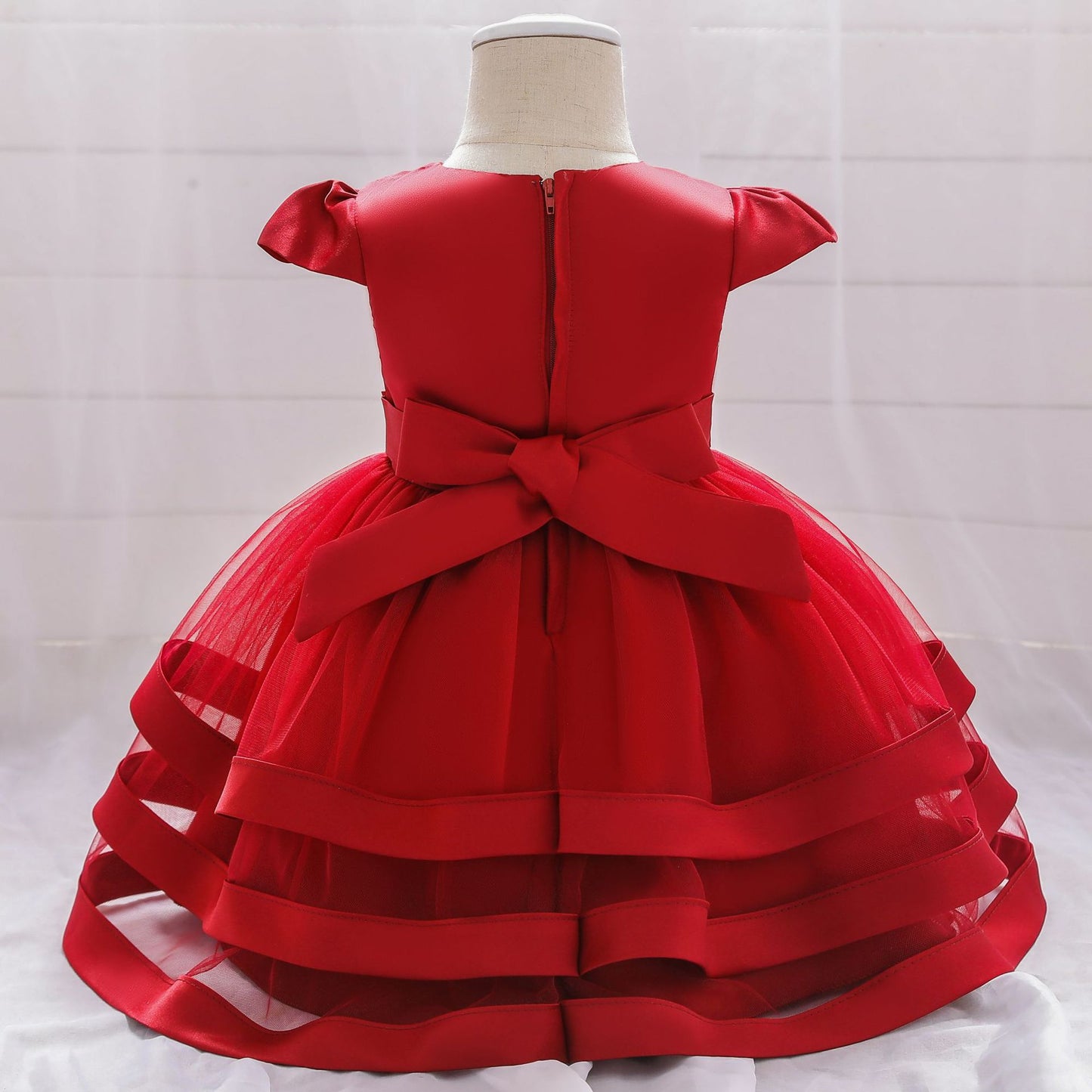 Adorable Bowknot Embroidered Puffy Ball Gown Baby Dress for 9-24 Months