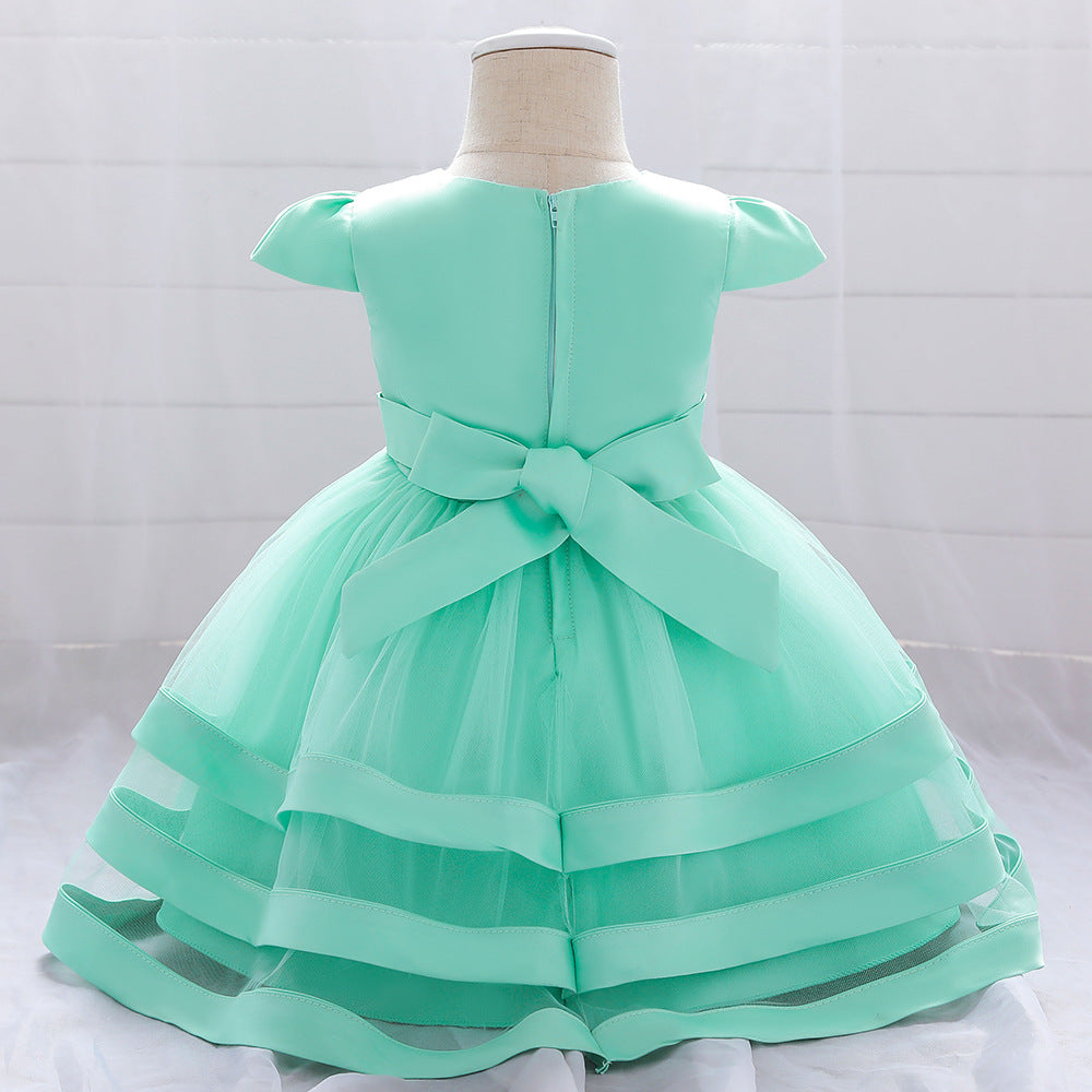 Adorable Bowknot Embroidered Puffy Ball Gown Baby Dress for 9-24 Months