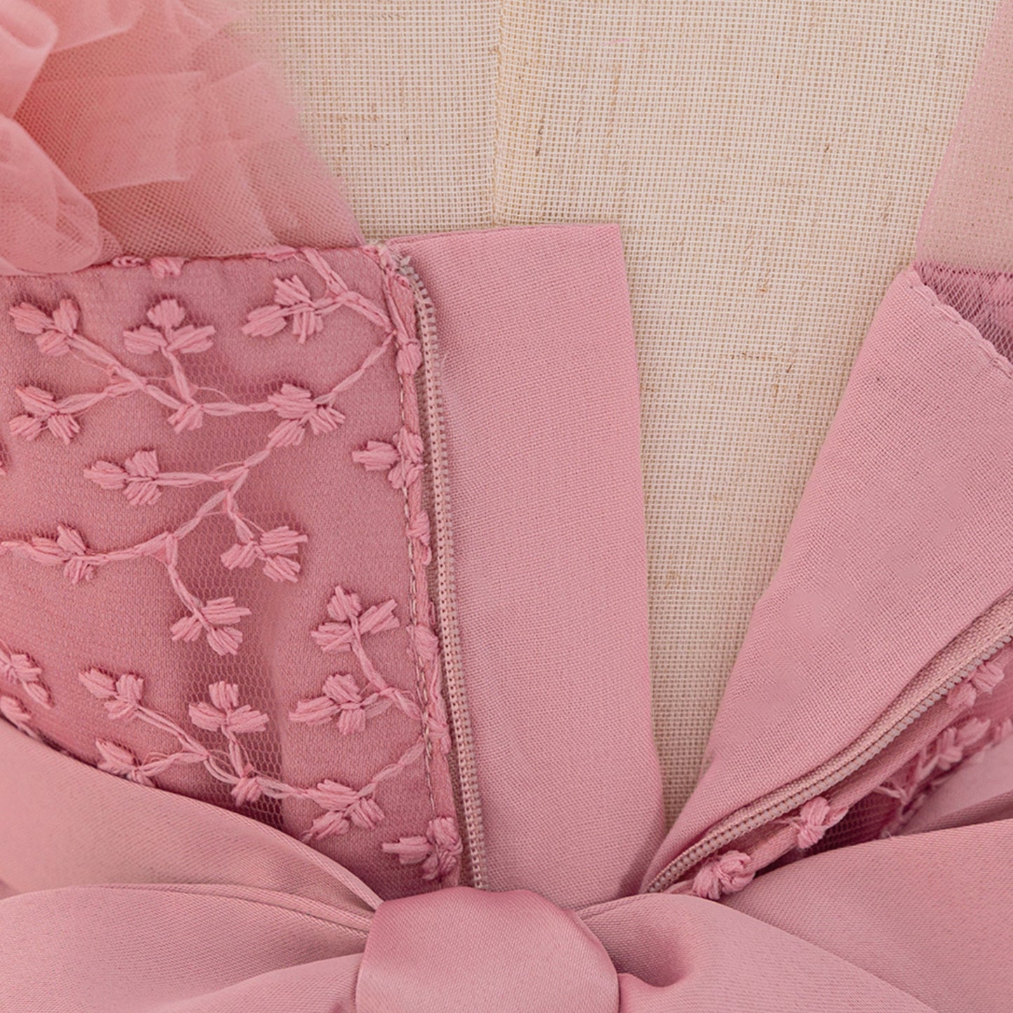 Pink Embroidered High-Low Ball Gown Dress for Toddlers | Party & Flower Girl Outfit