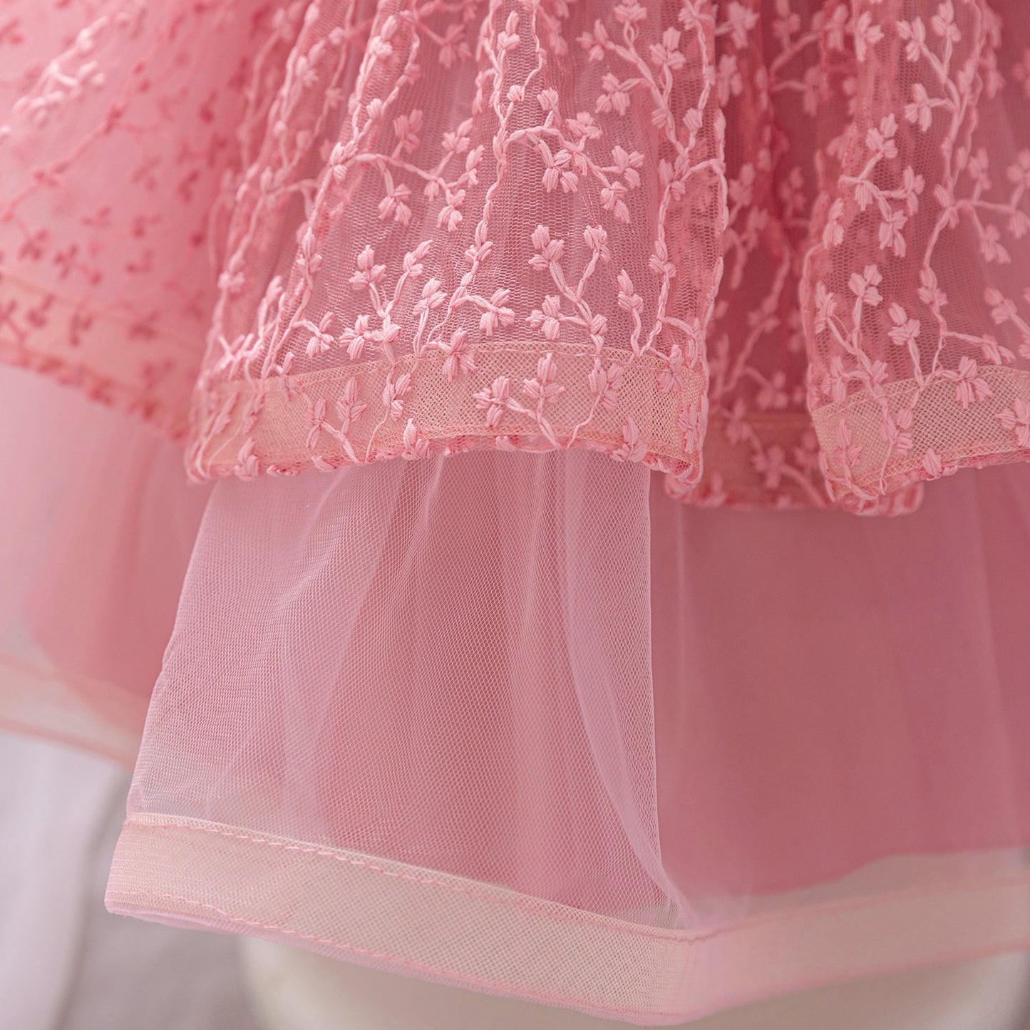 Pink Embroidered High-Low Ball Gown Dress for Toddlers | Party & Flower Girl Outfit
