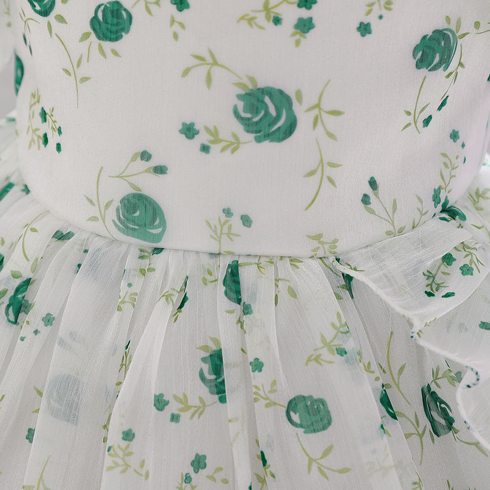 Adorable Floral Tulle A-Line Dress for Baby Girls (9-24M) | Cute Puff Sleeve Knee-Length Outfit