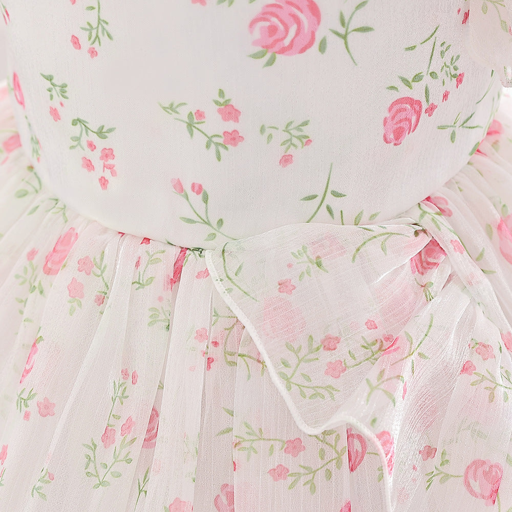 Adorable Floral Tulle A-Line Dress for Baby Girls (9-24M) | Cute Puff Sleeve Knee-Length Outfit
