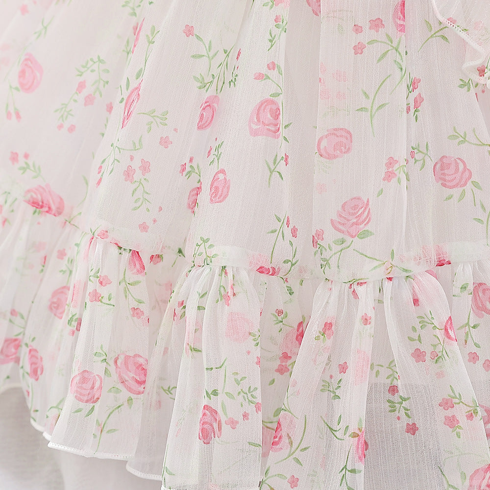 Adorable Floral Tulle A-Line Dress for Baby Girls (9-24M) | Cute Puff Sleeve Knee-Length Outfit