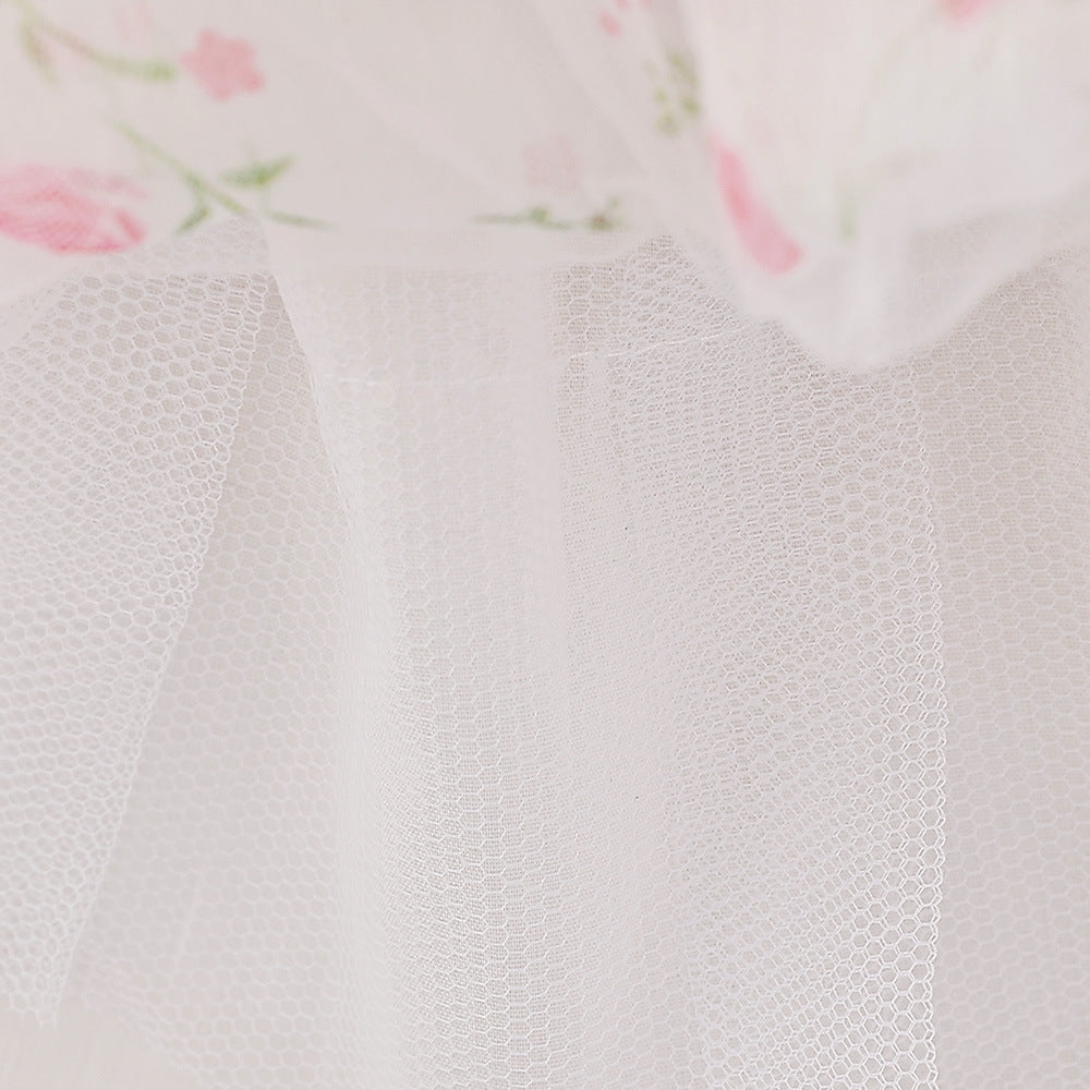 Adorable Floral Tulle A-Line Dress for Baby Girls (9-24M) | Cute Puff Sleeve Knee-Length Outfit