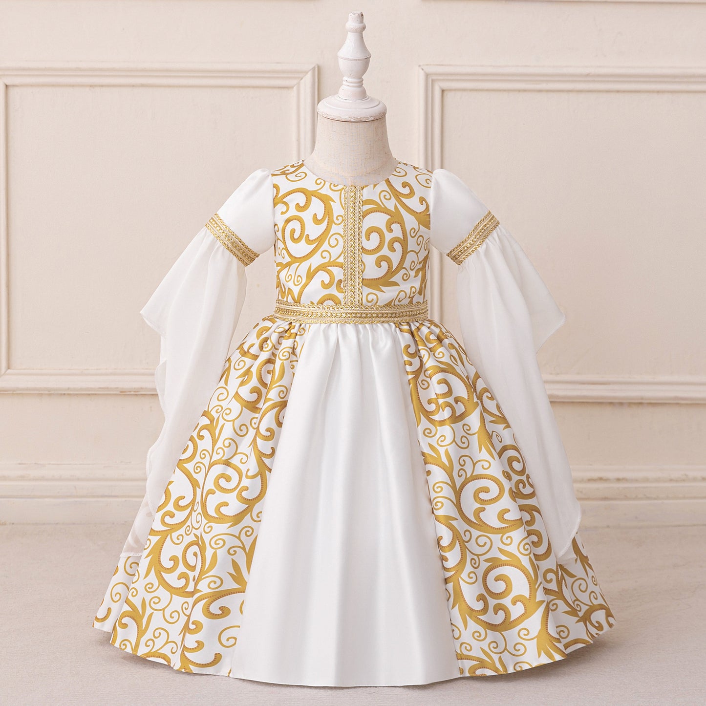 Cute Floral Print A-Line Maxi Dress for Toddlers – White Princess Dress