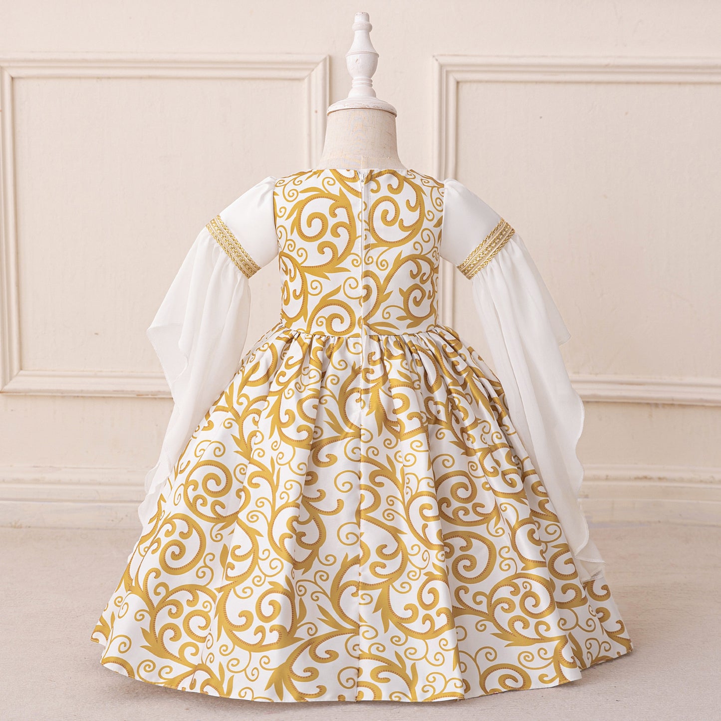 Cute Floral Print A-Line Maxi Dress for Toddlers – White Princess Dress