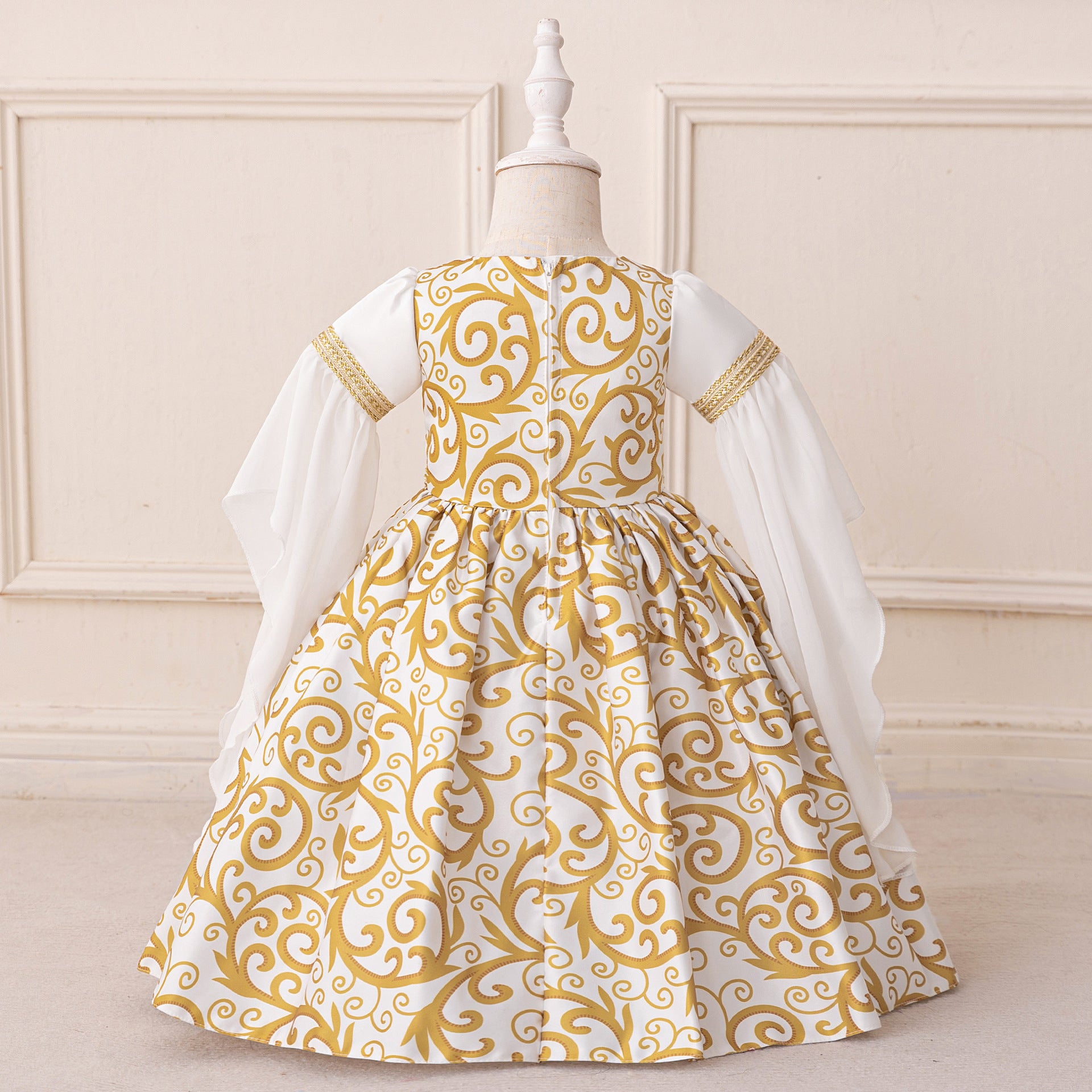 Frocklet Cute Floral Print A-Line Maxi Dress for Toddlers – White Princess Dress 3