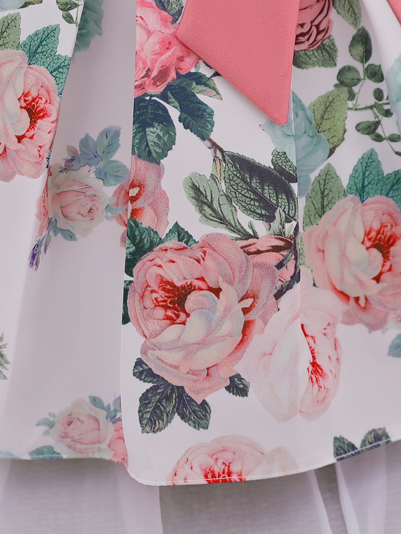 Floral Puffy Princess Ball Gown Dress with Bow – Tea Length, Ages 9M-4Y