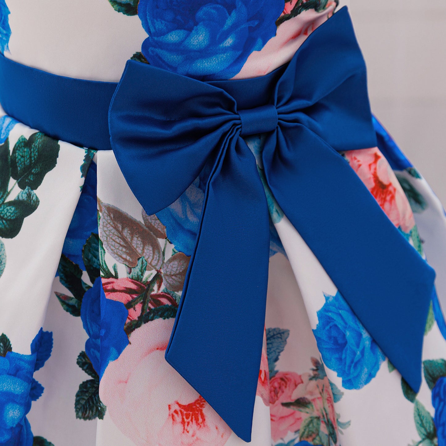 Floral Puffy Princess Ball Gown Dress with Bow – Tea Length, Ages 9M-4Y