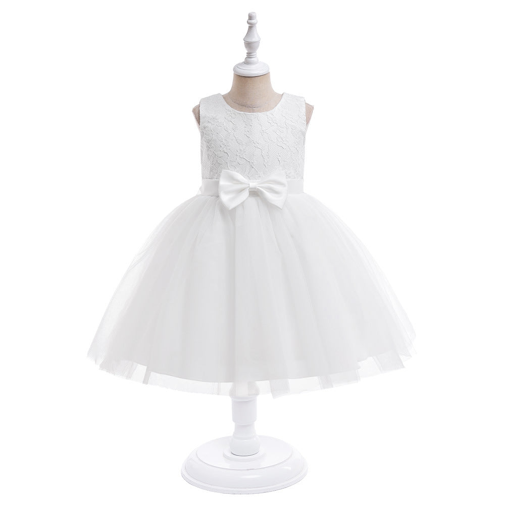 A-line Tulle Princess Dress Set for Girls with Flower & Bow, Ages 3-10