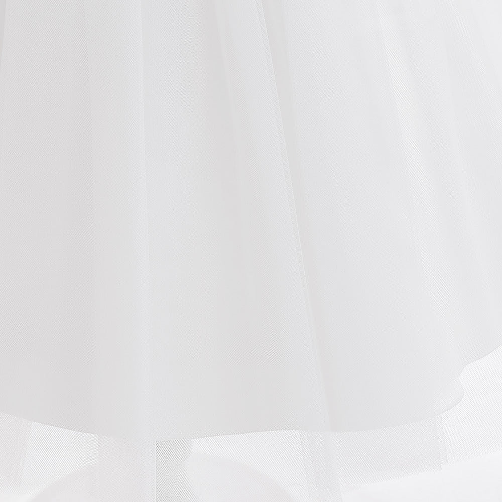 A-line Tulle Princess Dress Set for Girls with Flower & Bow, Ages 3-10