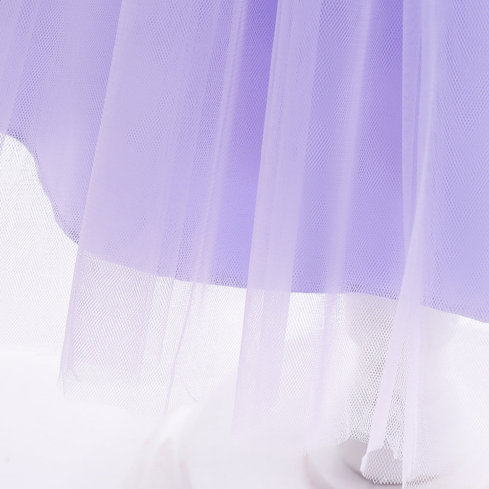 A-line Tulle Princess Dress Set for Girls with Flower & Bow, Ages 3-10