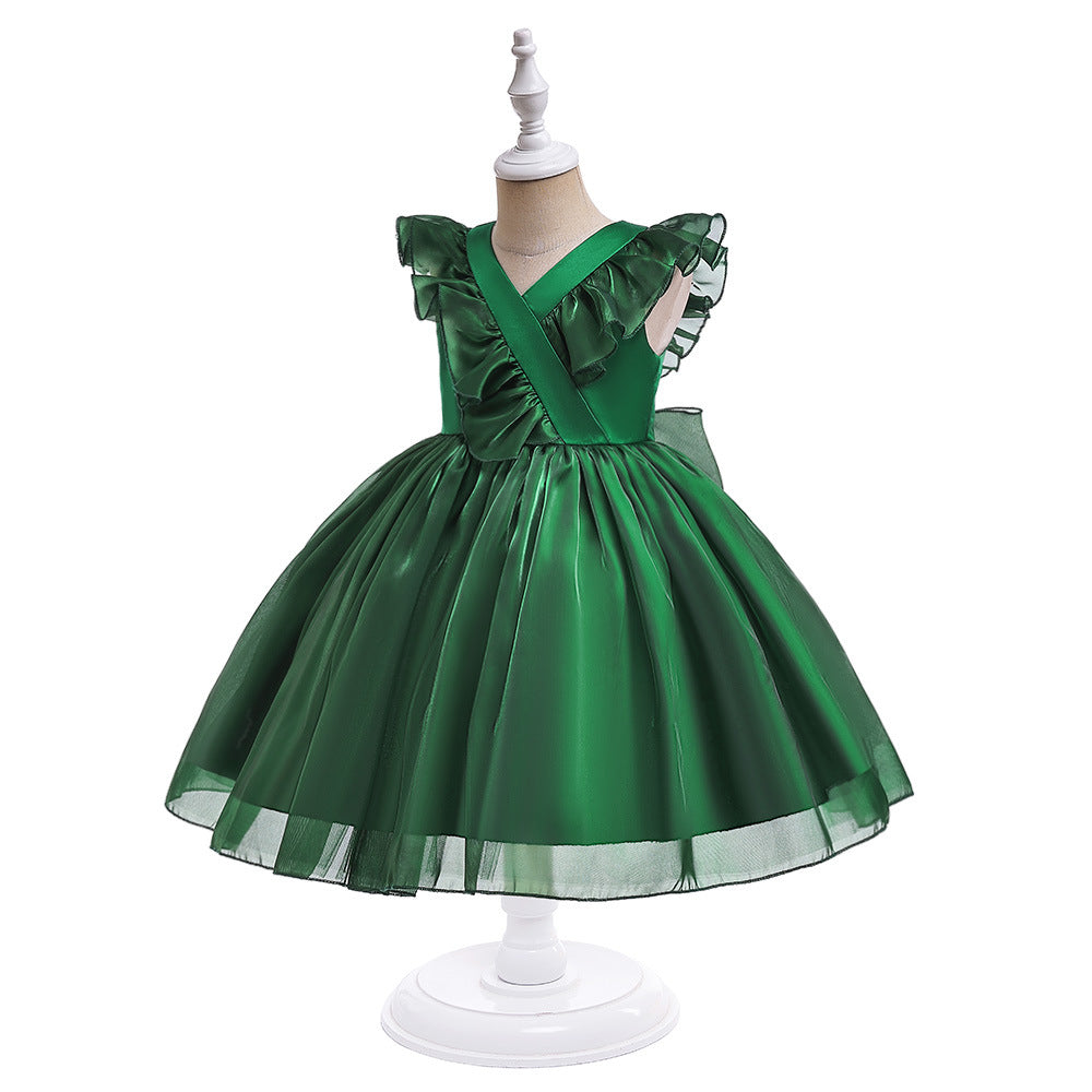 A-Line Ruffle Organza Flower Girl Dress – Cute Tea Length Party Dress for Kids