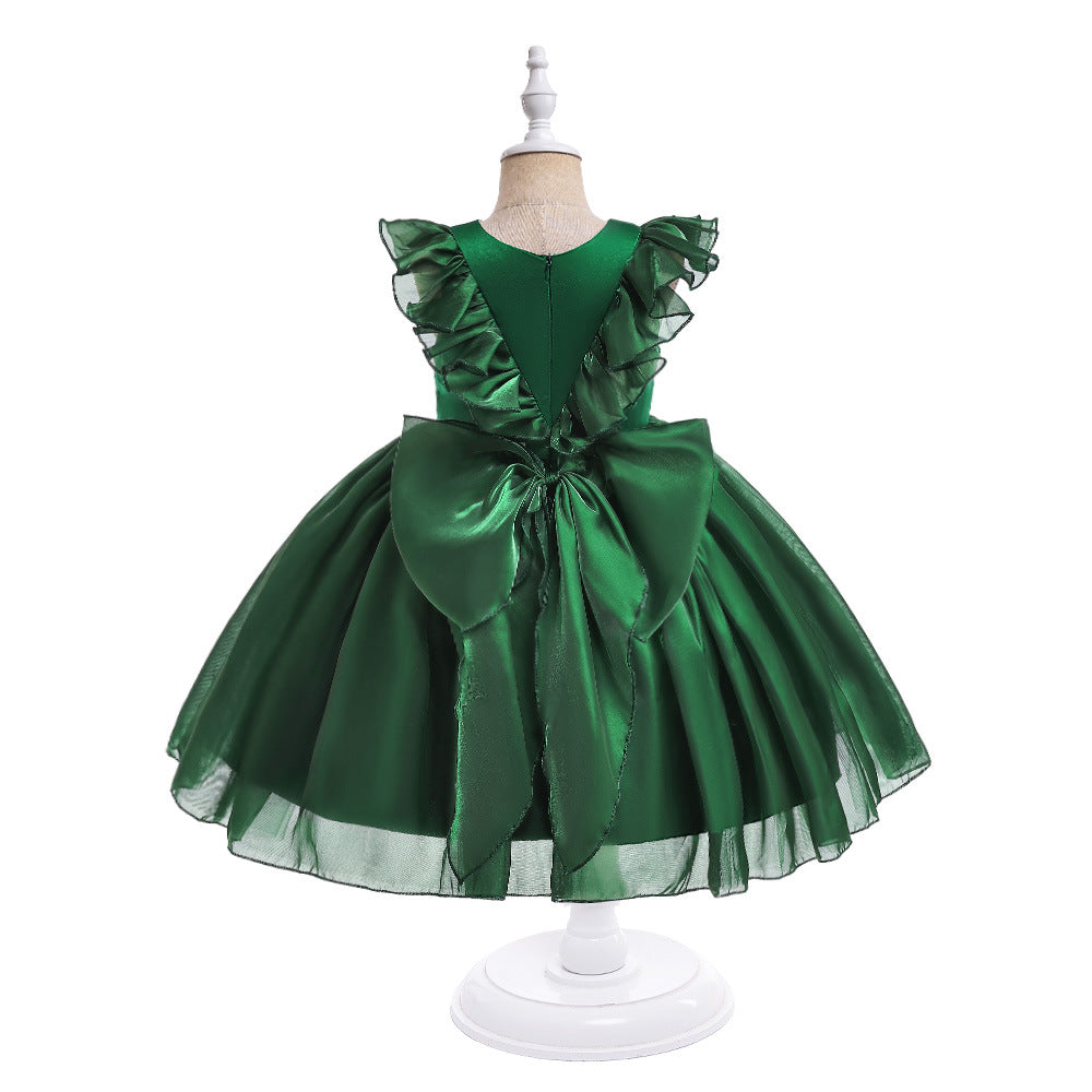 A-Line Ruffle Organza Flower Girl Dress – Cute Tea Length Party Dress for Kids