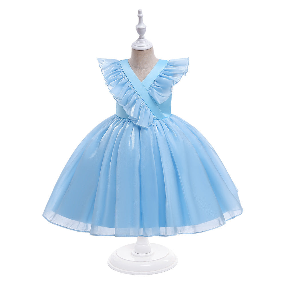 A-Line Ruffle Organza Flower Girl Dress – Cute Tea Length Party Dress for Kids